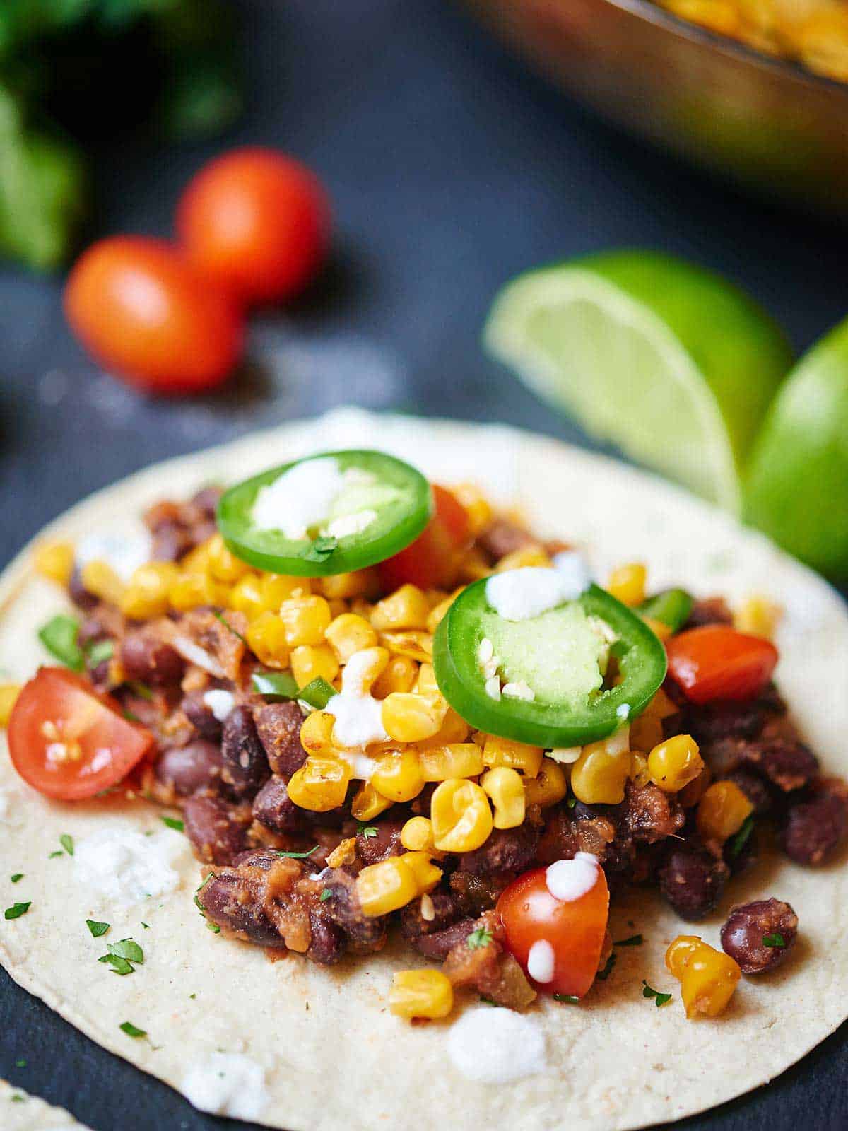 Vegan Black Bean And Roasted Corn Tacos Show Me The Yummy