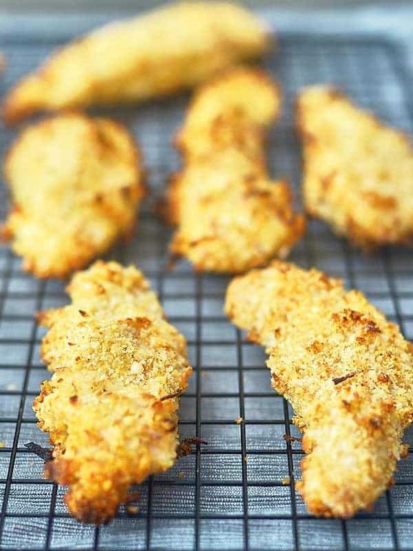 chicken fingers on cooling rack