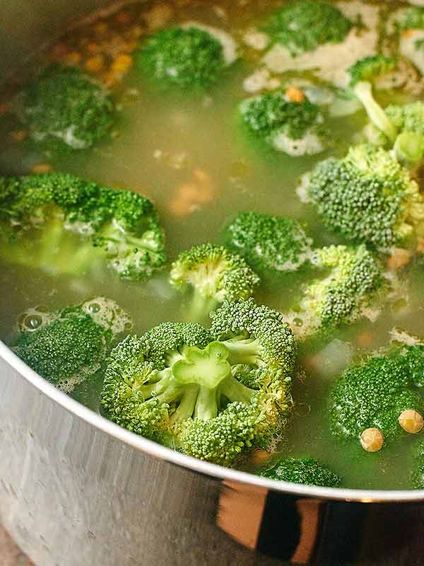 Broccoli added to soup