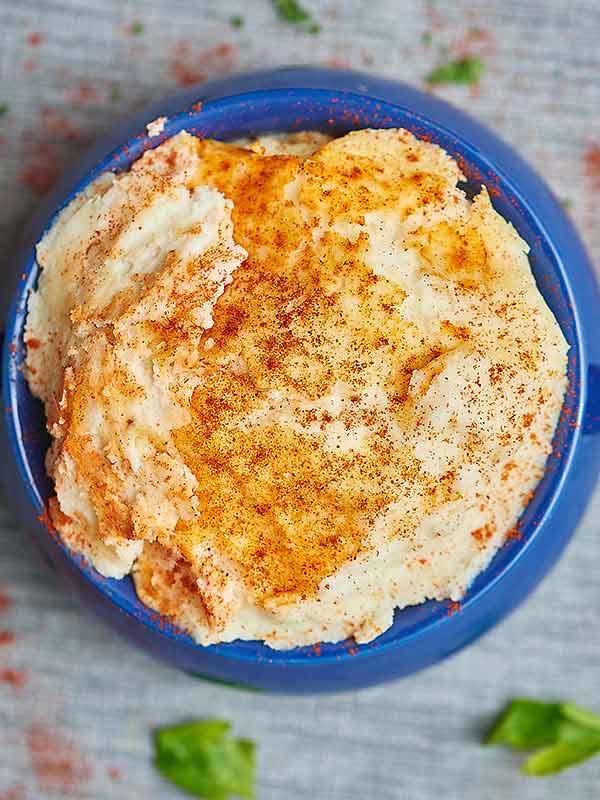 bowl of gram's creamy mashed potatoes above