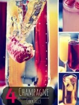 Happy New Year! Here are four champagne cocktails to celebrate: Raspberry Royale, Mimosa, Poinsettia, and the Classic Champagne Cocktail! All super easy, super delicious, and perfect to serve at your NYE party! showmetheyummy.com #newyearseve #nye #cocktails #champagne