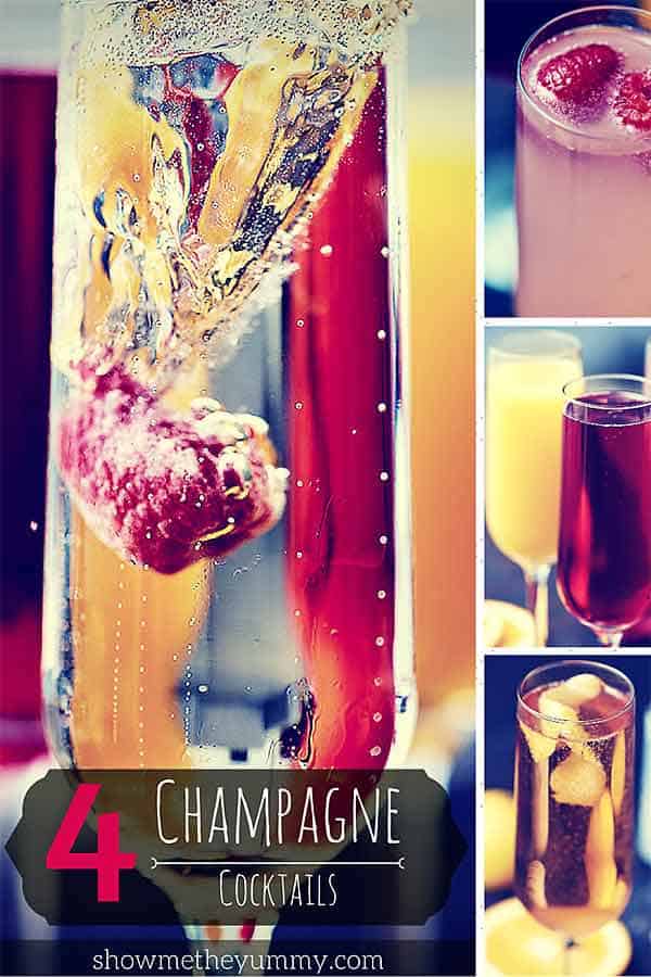 Graphic with four champagne cocktails