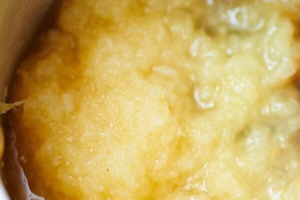 pineapple sauce ingredients in a saucepan