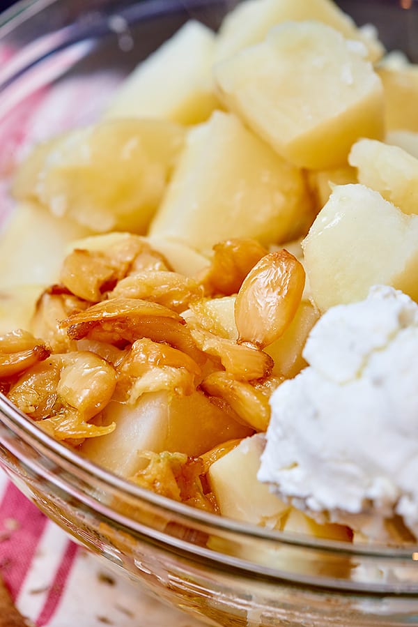 mashed potato ingredients in bowl