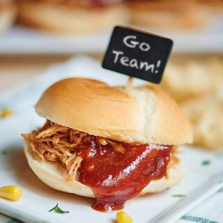 I love the idea of serving crockpot BBQ chicken for the Superbowl or any large gathering, because it really is so easy to put together! I also love that it's versatile enough to make three different types of food that will hopefully satisfy all your guests! The classic BBQ chicken sandwich, BBQ nachos, and BBQ chicken salad! showmetheyummy.com #bbq #bbqchickensalad #bbqchickensandwich #nachos #superbowl #bbqchicken