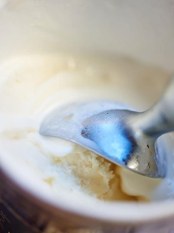 vanilla ice cream scooped