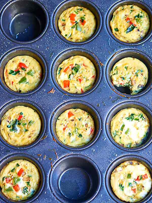 cooked egg muffins in a pan