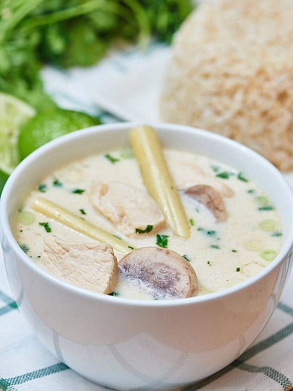 Bowl of tom kha gai soup