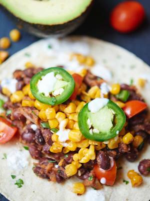 Vegan Black Bean and Roasted Corn Tacos - Show Me the Yummy