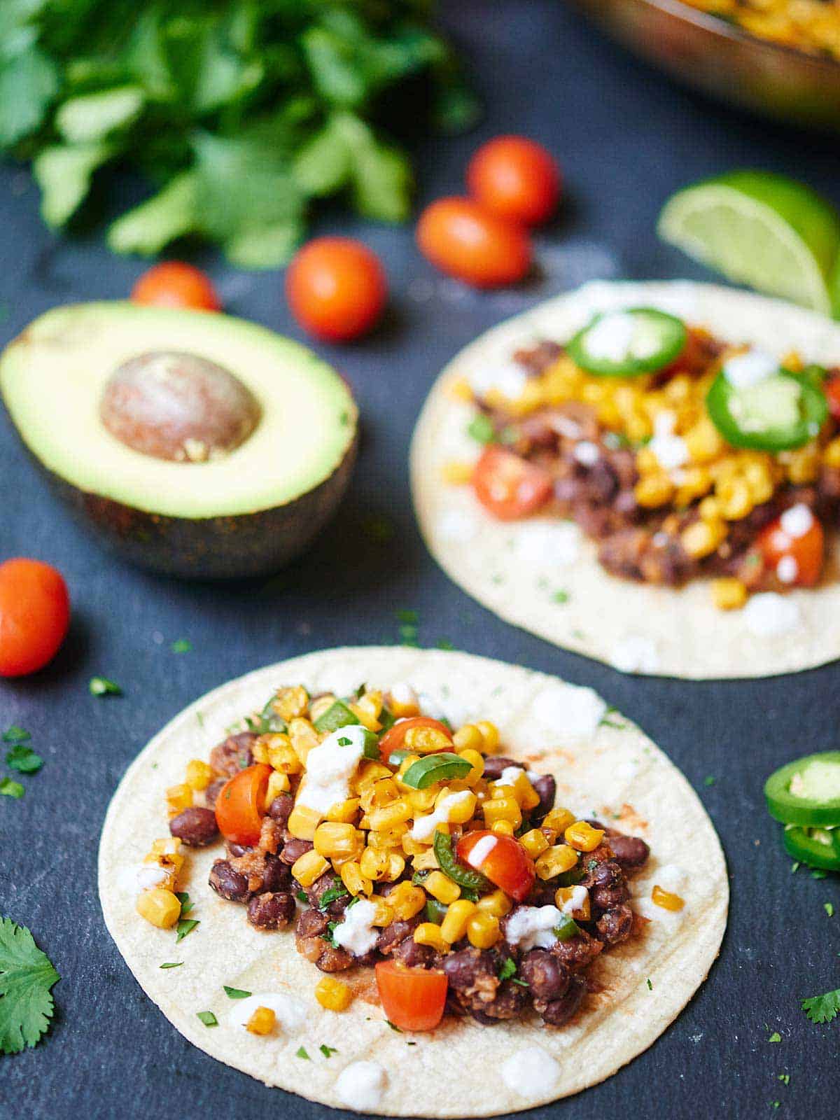 Vegan Black Bean and Roasted Corn Tacos Show Me the Yummy