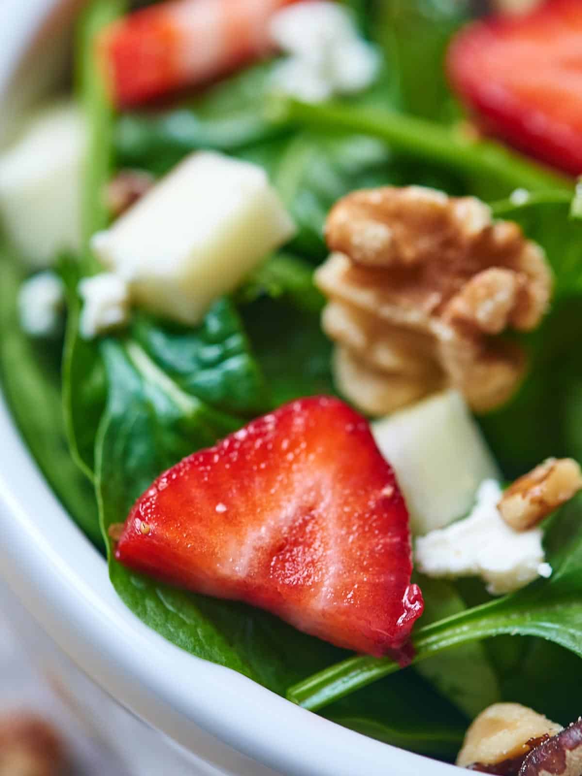 Honey Goat Cheese Strawberry Spinach Salad - Show Me The Yummy