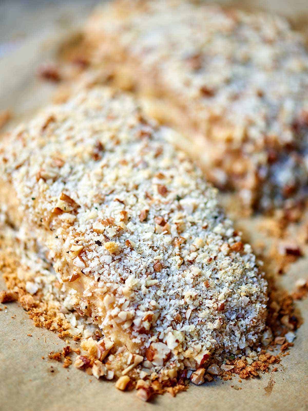 Pecan Crusted Honey Mustard Salmon - Baked