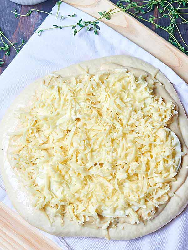 pizza dough with cheese