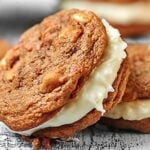 Carrot Cake Cookies with Toasted Coconut Cream Cheese Frosting. A sweet treat for Easter day! showmetheyummy.com #carrotcake #easter #creamcheese #frosting #coconut #cookies #spring