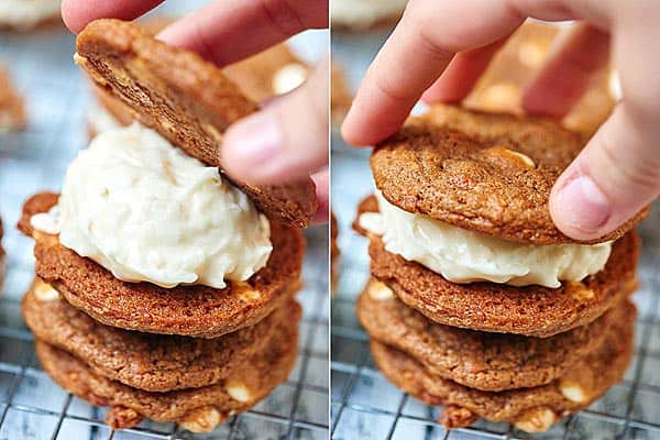 Carrot Cake Cookies With Coconut Cream Cheese Frosting Show Me The Yummy