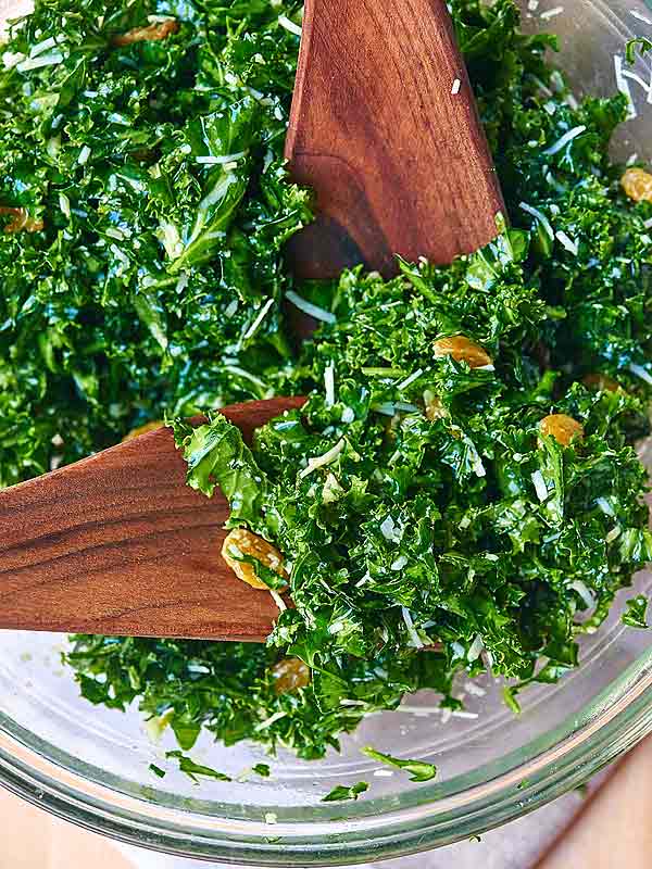 bowl of kale salad above