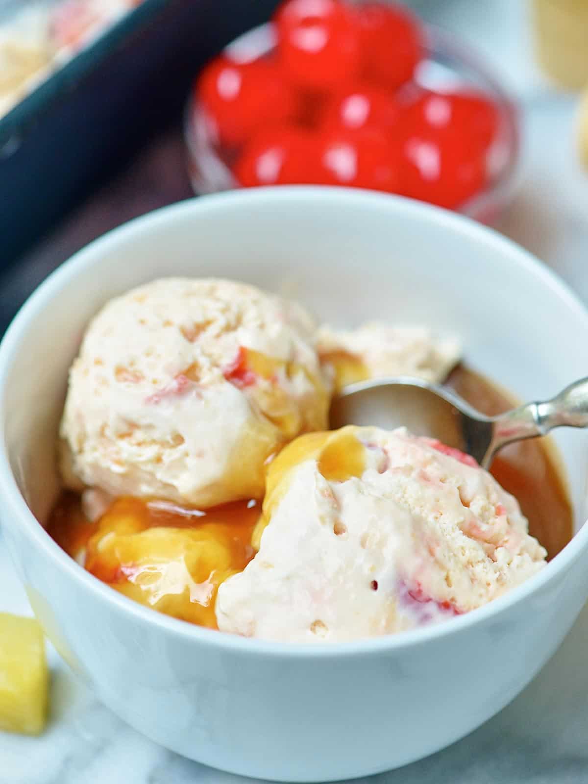 No Churn Pineapple Upside Down Cake Ice Cream Show Me the Yummy