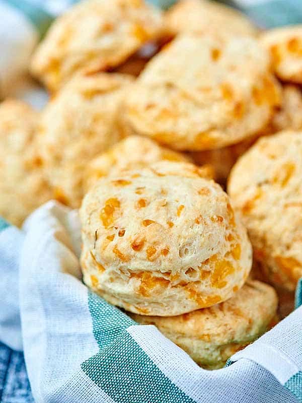 basket of cheddar beer biscuits