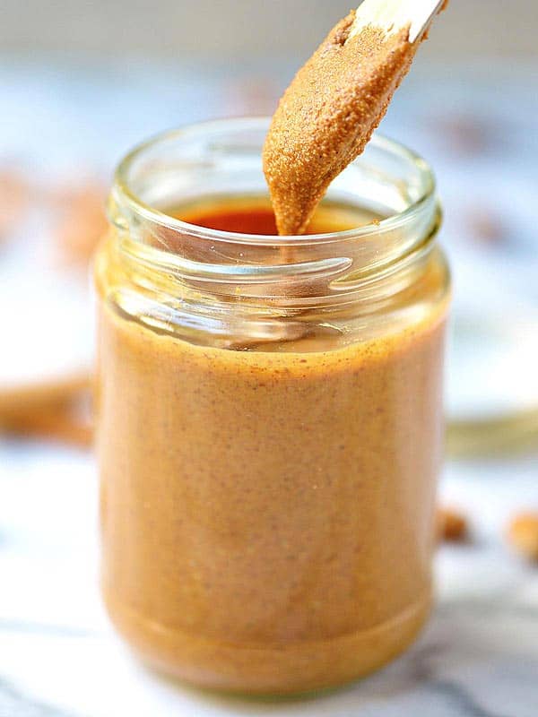 homemade maple almond butter in jar