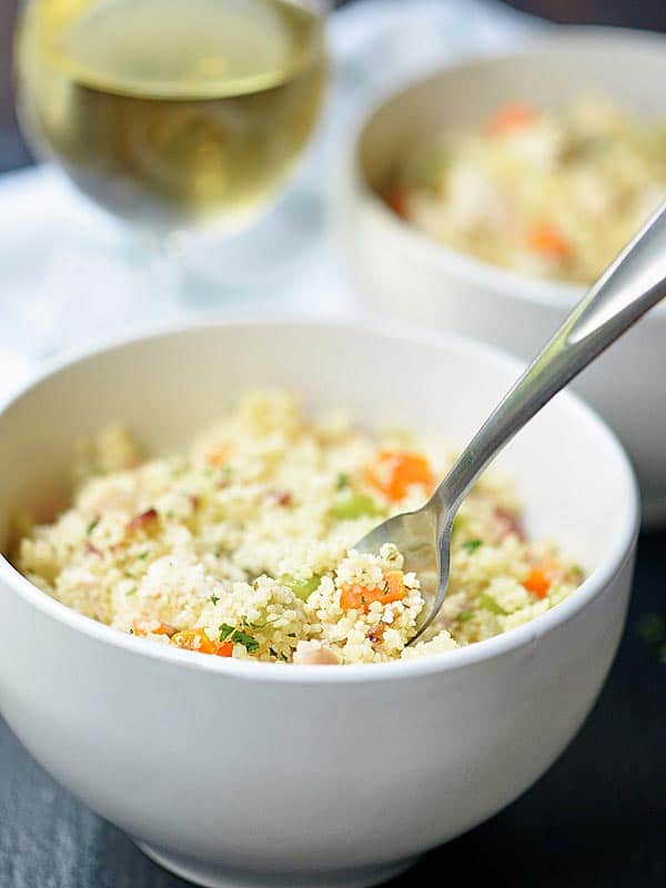 bowl of couscous with fork