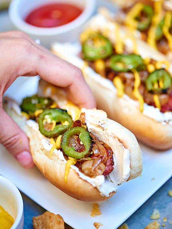 Seattle Hot Dog Recipe - w/ Bacon Cream Cheese & Chips