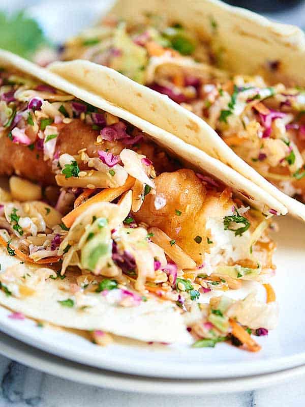 fried fish tacos with slaw