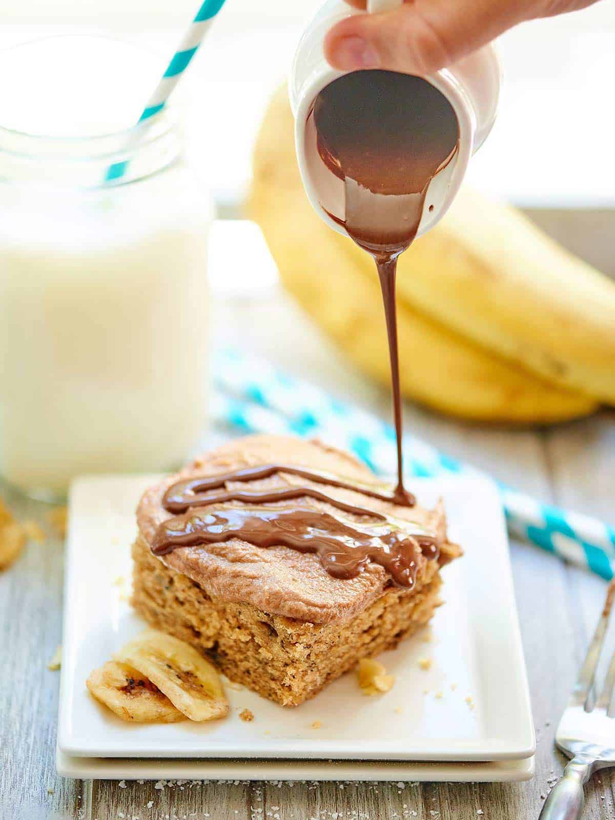Chocolate Peanut Butter Banana Cake - Show Me the Yummy