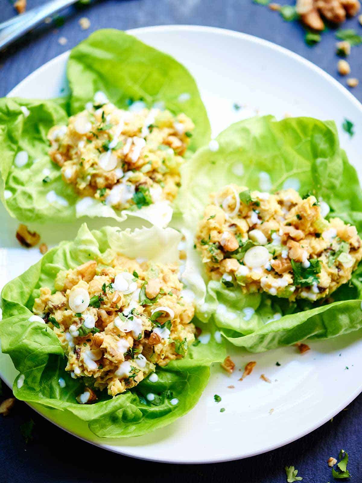 Healthy Chickpea Lettuce Wraps Vegetarian & Gluten Free