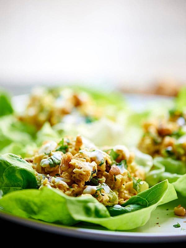 chickpea lettuce wraps on plate side view