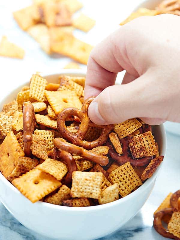 Slow Cooker Bold Chex Mix Recipe - The Chunky Chef