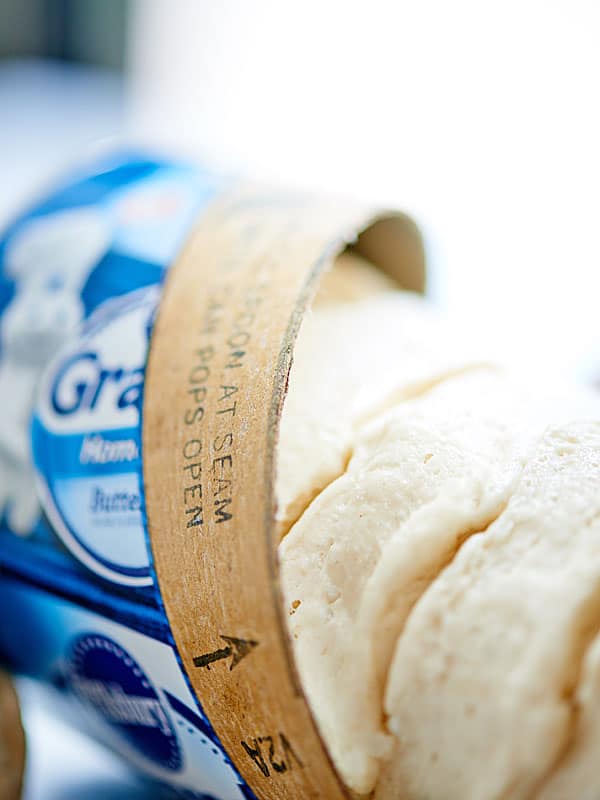 closeup of refrigerated biscuit dough