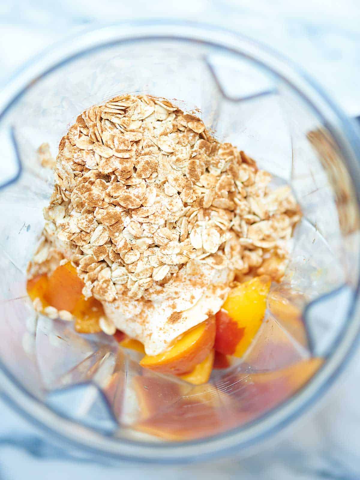 Healthy Peach Cobbler Smoothie - Vegetarian & Gluten Free