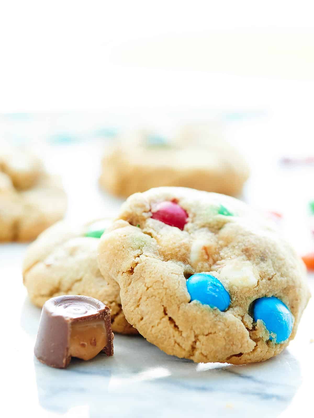 Peanut Butter Salted Caramel Cookies w/ Rolos & M&Ms
