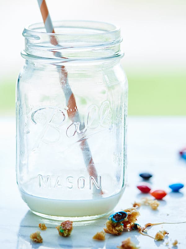 jar with milk and straw