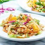 Bring this Thai Chicken Salad to work & you'll have the best lunch there. With so many great textures, fresh flavors, & tangy dressing, you'll never get bored! showmetheyummy.com #salad #healthy