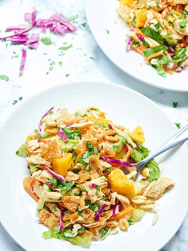 plate of chicken salad above