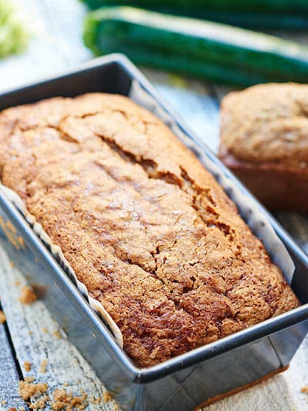 zucchini bread in loaf pan