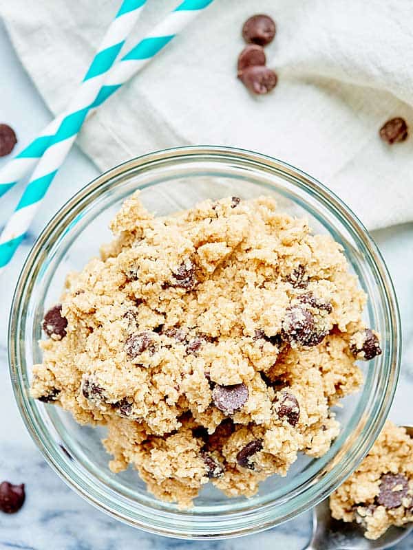 bowl of edible cookie dough above