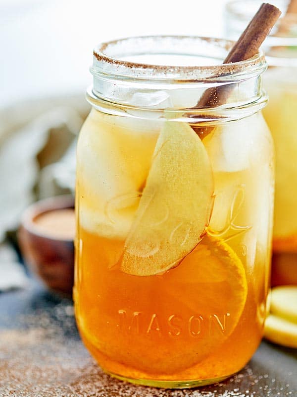 fall sangria in mason jar