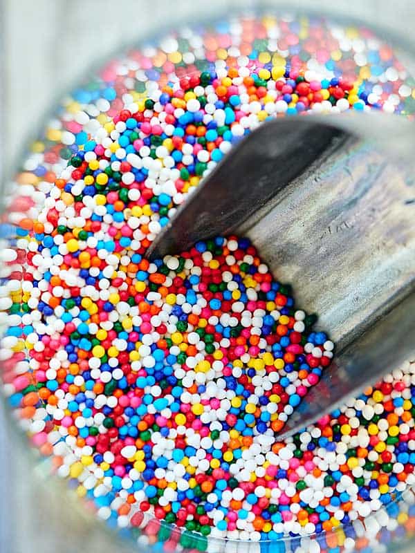 jar of sprinkles above