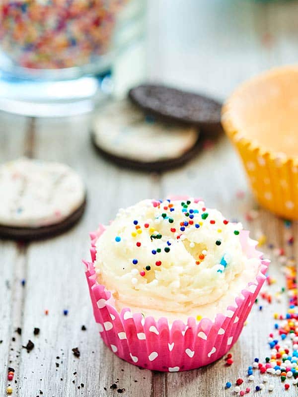 cheesecake cupcake on counter