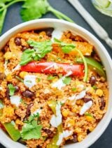 This Healthy Mexican Casserole is full of good for you ingredients like ground turkey, quinoa, black beans & bell peppers! Healthy Mexican food? Yes please! showmetheyummy.com #mexican #healthy #casserole #quinoa #glutenfree