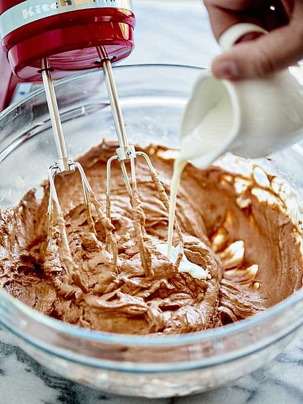 nutella frosting being made in bowl