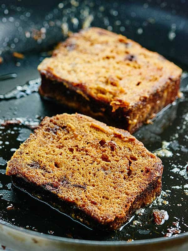 pumpkin bread in skillet