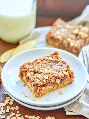 Salted Caramel Apple Bars - w/ Shortbread Crust & Streusel