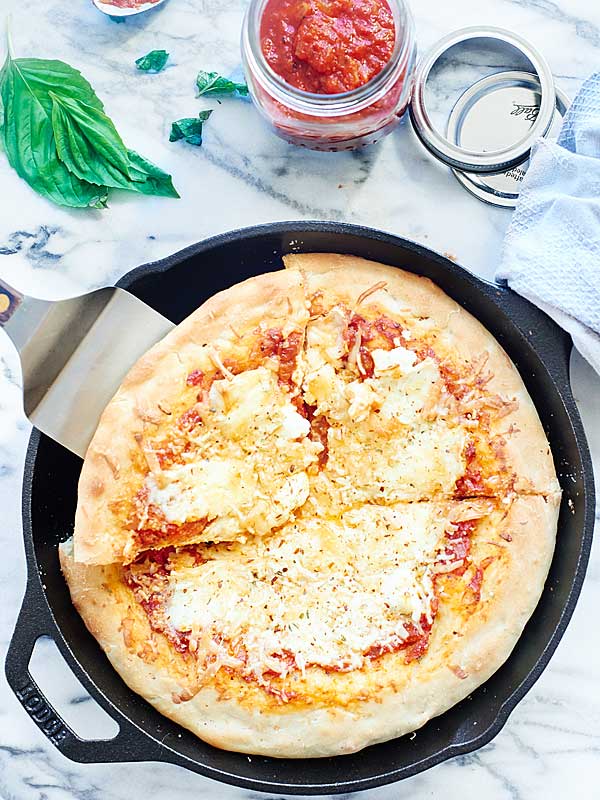 Cheese Pizza Recipe - Skillet Pizza w/ 4 Cheeses