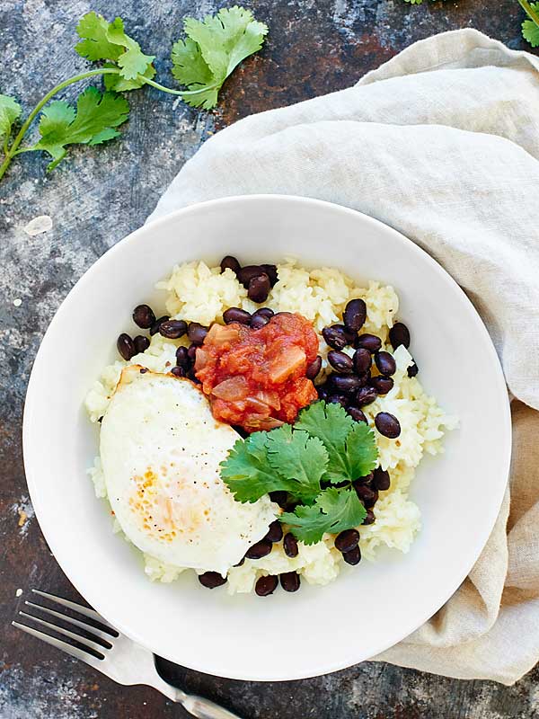 bowl of rice and beans above