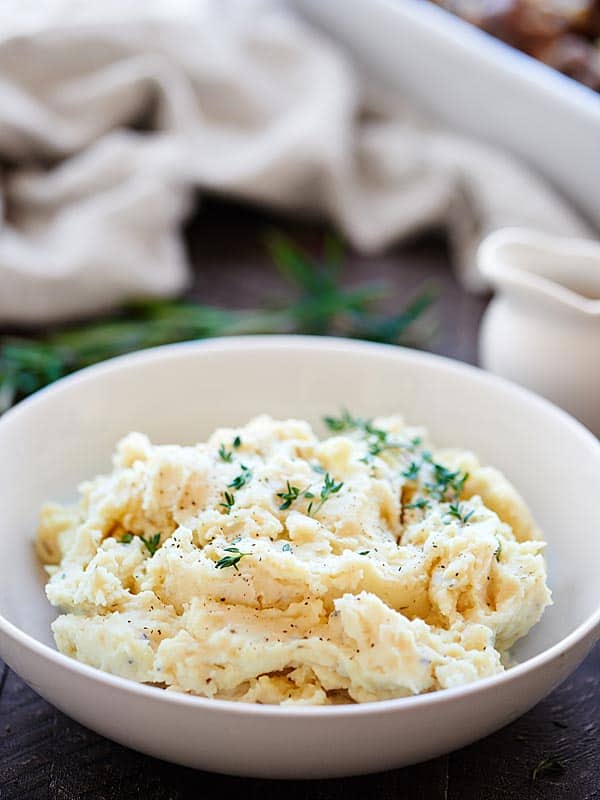 Crockpot mashed potatoes in bowl