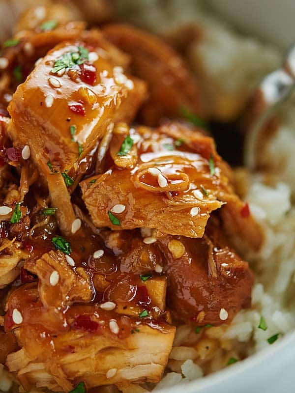 Closeup of orange chicken