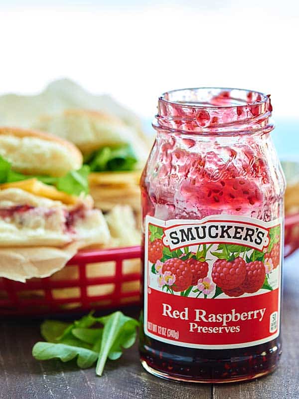 jar of red raspberry preserves